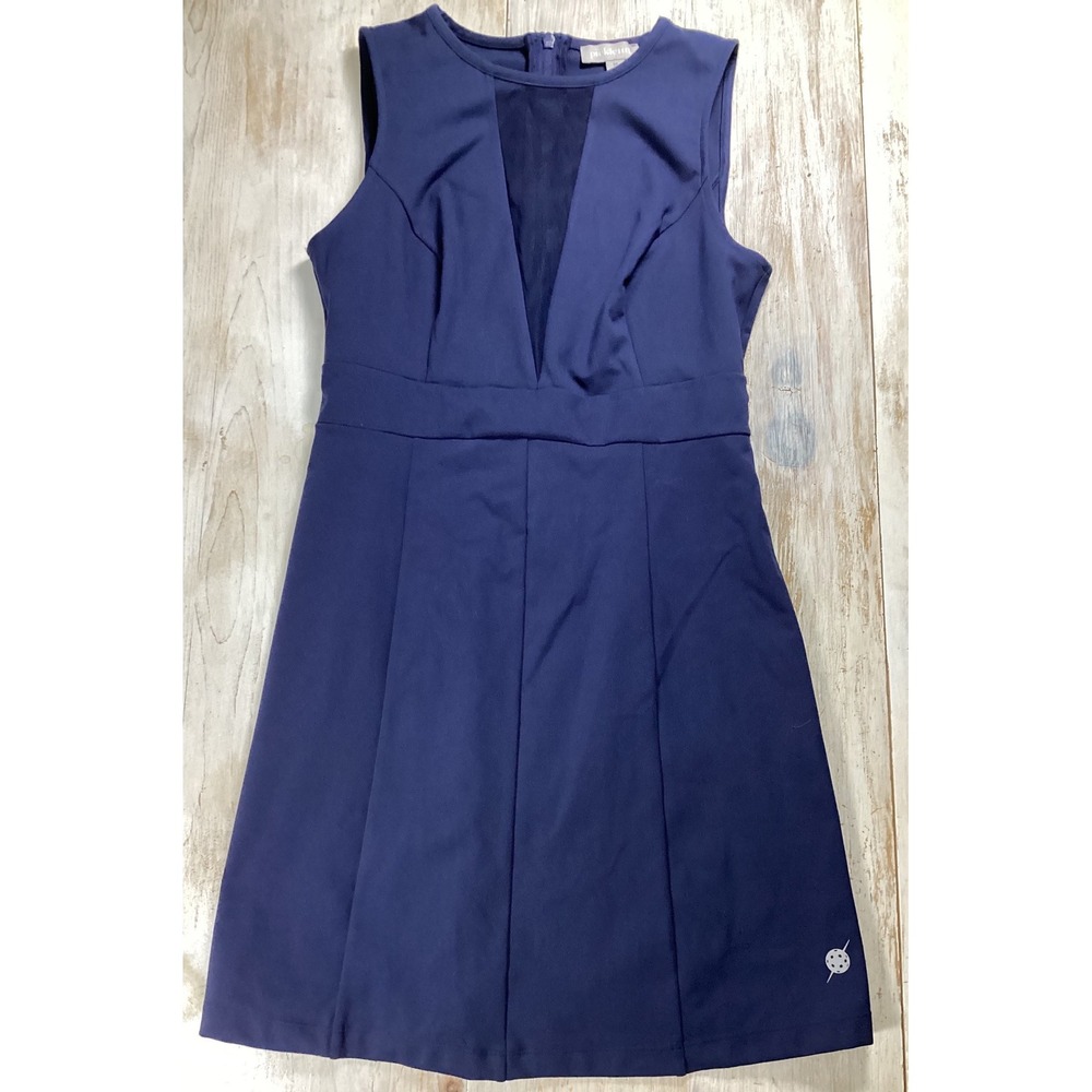 Pickletini Womens Navy Blue Pickleball Tennis Dress Mesh V-Neck Size M